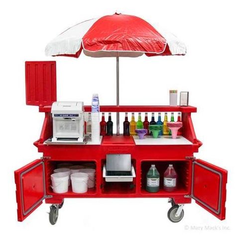 How To Start A Profitable Snow Cone Business In 5 Steps | Ventured Cart With Umbrella, Snow Cone Stand, Gerobak Dorong, Bike Food, Mobile Cart, Sno Cones, Food Kiosk, Camper Hacks, Food Cart Design