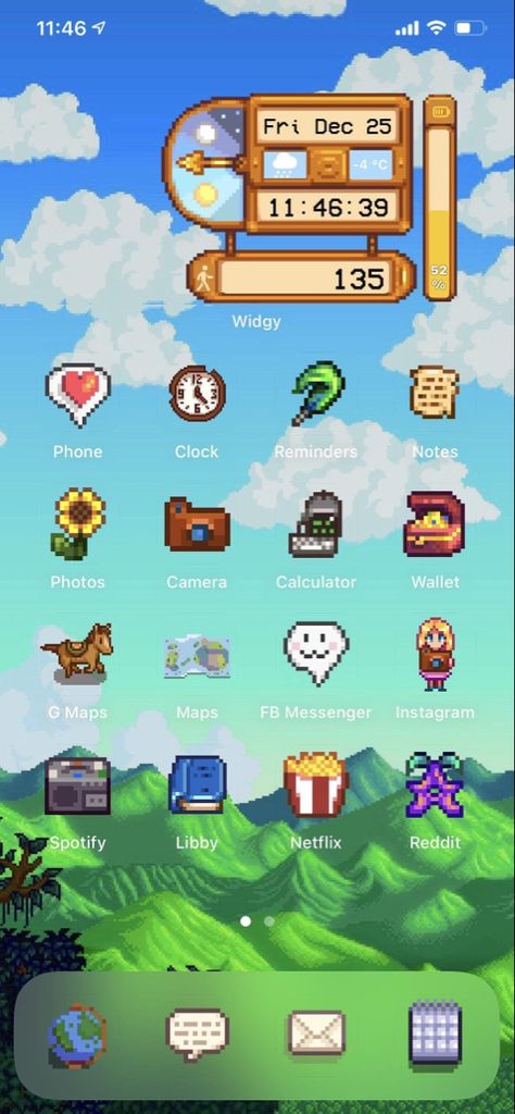 Stardew Valley Farm Aesthetic Layout, Star Dew Valley Wallpaper, Free Ios Theme, Stardew Phone Layout, Phone Wallpaper Stardew Valley, Stardew Valley Themed Phone, Stardew Valley Apple Watch, Stardew Valley Ipad Wallpaper, Starfruit Stardew Valley