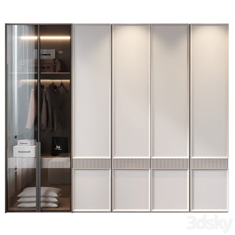 Cabinet GHS-2446 - Wardrobe & Display cabinets - 3D model Bathroom Wardrobe Design, Modern Walk In Wardrobe, Bedroom Ideas With Wardrobe, Wardrobe Cabinet Design, Contemporary Wardrobe Design, Glass Wardrobe Design, Wardrobe Shutter Design, Wardrobe Shutters, Glass Wardrobe