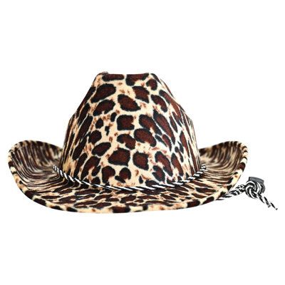 3D540256EB094CA68671983831AB7BC1 Leopard Print Cowboy Hat available with the 6 inner pack quantity. Made in China | The Holiday Aisle® Leopard Print Cowboy Hat Plastic | 11.5 H x 14.25 W x 5 D in | Wayfair Rave Cowgirl, Sombrero Cowboy, Wild West Party, Pink Cowboy Hat, Leopard Print Bow, Cowboy Design, Classic Cowboy, Western Cowboy Hats, Christmas Fabric