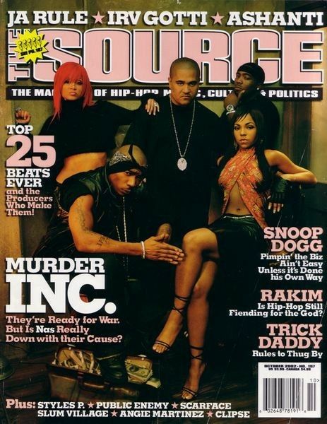 Source Magazine Murder Inc. The Source Magazine Covers, 2000s Prints, Hiphop Poster, Hip Hop 90, The Source Magazine, Angie Martinez, History Of Hip Hop, Leopard Makeup, Source Magazine