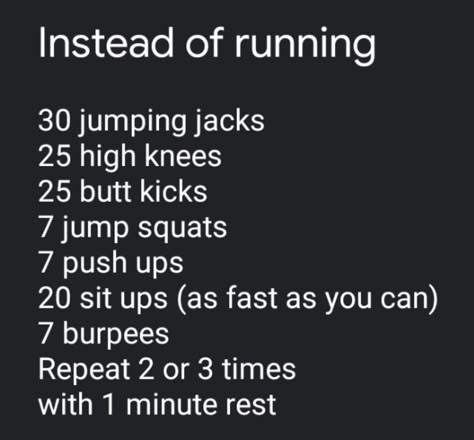 Instead of running do this Workout Instead Of Running Do This, What To Do Instead Of Running, Workouts To Get Better At Running, Workouts To Improve Running, Workouts To Run Faster And Longer, Instead Of Running Workout, Running In Place Workout, Do This Instead Of Running, Athlete Conditioning Workout