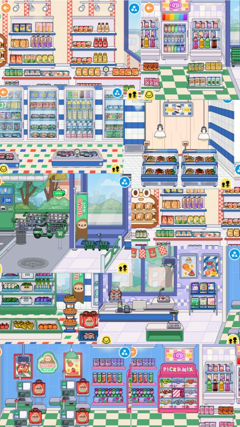 Slomo Markt Toca Boca, Toca Boca Market Ideas, Slomo Supermarket Ideas Toca Boca, Slomo Supermarket Toca Boca, Toca Boca Grocery Store Ideas, Toca Boca Store Ideas Local Shop, Toca Boca Grocery Store, Toca Boca Supermarket Ideas, Toca Boca Store Ideas