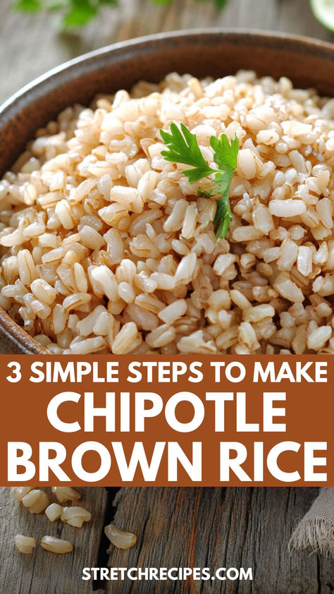 Craving Chipotle brown rice? Try this easy 3-step method to make your own copycat cilantro lime brown rice at home! Perfect for burrito bowls or tacos. Save this recipe for later and click through for the full guide! Cilantro Brown Rice Recipes, How To Make Brown Rice, Rice Cooker Quinoa Recipes, Brown Rice Meals, Spanish Brown Rice, Chipotle Brown Rice, Brown Rice Recipes Easy, Lime Brown Rice, Rice Breakfast Recipes