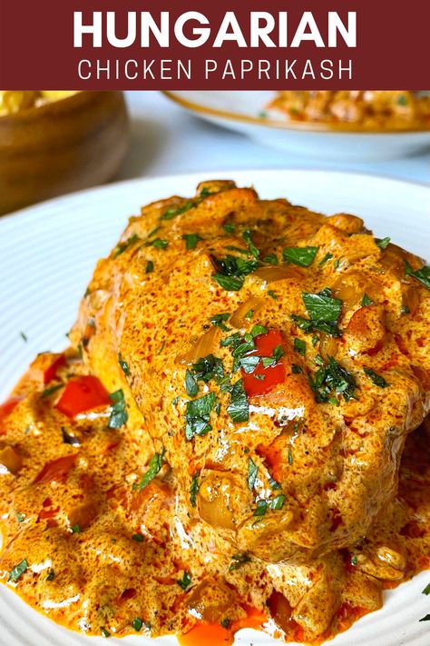 Hungarian Chicken Paprikash, Hungarian Chicken, Chicken Paprikash, Hungarian Cuisine, Hungarian Recipes, Think Food, Chicken Dishes Recipes, Poultry Recipes, Chicken Dinner Recipes