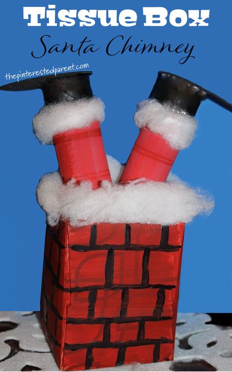 Diy Chimney, Christmas Chimney, Tissue Box Crafts, Childrens Christmas Crafts, Santa Craft, Thanksgiving Activities Preschool, Thanksgiving Crafts Preschool, Santa Crafts, Saint Nick