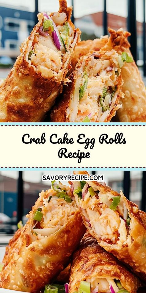 Looking for a unique twist on seafood dinner ideas? This Crab Cake Egg Rolls recipe combines crispy egg rolls with rich crab meat for a delightful treat. Perfect for impressing guests or enjoying a cozy night in! Save this recipe for your next seafood feast! Crab Meat Appetizers, Crab Cakes Recipe Best, Crab Eggs, Shrimp Egg Rolls, Seafood Dinner Ideas, Crab Cakes Easy, Egg Rolls Recipe, Crab Cake Recipes, Sriracha Aioli