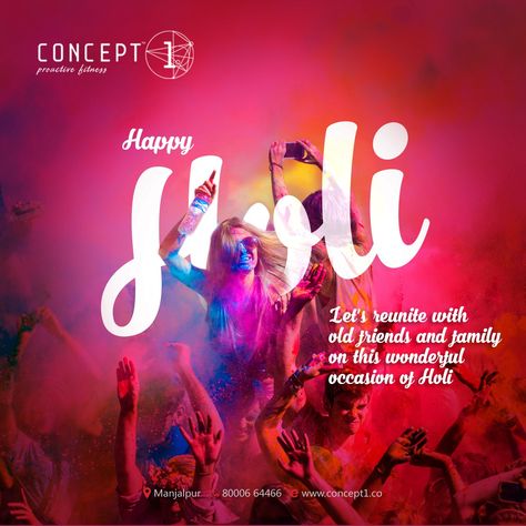 Let’s reunite with old friends and family on this wonderful occasion of Holi Happy Holi..! #Concept1_Proactive_Fitness #Concept1_Gym #Hammerstrength #Lifefitness #Concept1 #ProactiveFitness #Fitness #activities #sports #Workout #SummerExerciser #Summer #Exerciser #HappyHoli #Holi #HoliFestival #HoliFestival2019 #IndianHoli #ColourfulHoli #Colors #HoliCelebration #Festival #India #FestivalOfColors #SaveWater Holi Creatives Social Media, Holi Creative Ads Social Media, Holi Graphics, Happy Holi Creative Ads, Holi Creative Post, Holi Ads, Holi Poster Design, Holi Creative Ads, Holi Creatives