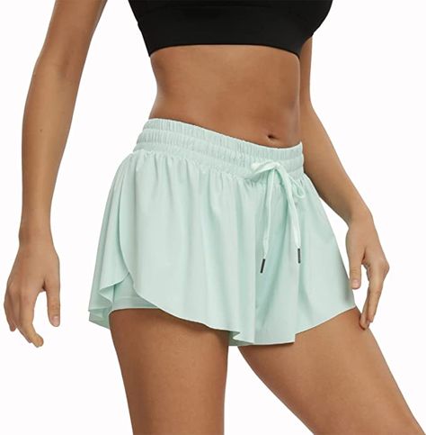 Toflowytour Flowy Womens Bike Shorts Gym Yoga Athletic Workout Running Hiking Sweat Skirt Spandex Lounge Cute Preppy Clothes Trendy Casual Summer (M, Light Blue) at Amazon Women’s Clothing store Flowy Workout Shorts, Amazon Flowy Shorts, Lulu Skirt Outfit, Halara Shorts, Flowy Running Shorts, Cute Preppy Clothes, Flowy Athletic Shorts, Amazon Shorts, Camp Clothes