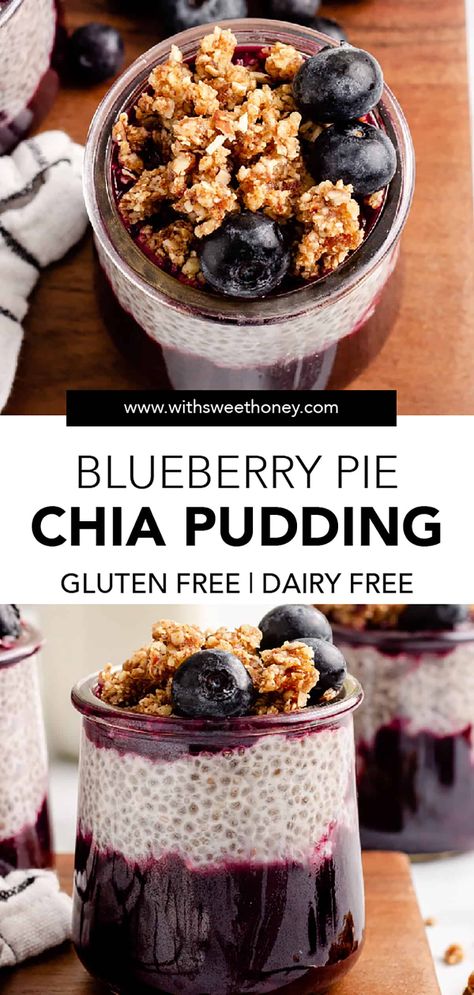 Blueberry Pie Chia Pudding Blueberry Chia Pudding, Chia Puddings, Oat Recipes, Overnight Oat, Gluten Free Recipes For Breakfast, Chia Pudding Recipes, Healthy Snacking, Creative Cooking, Chia Seed Pudding