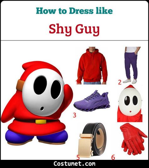 Shy Guy Mario Costume, Shy Guy Cosplay Female, Shy Guy Halloween Costume, Kamek From Super Mario Costume, Easy Diy Mario Costumes, Easy Diy Mario Character Costumes, Diy Mario Party Costume, Super Mario Group Costume, Smash Bros Costume