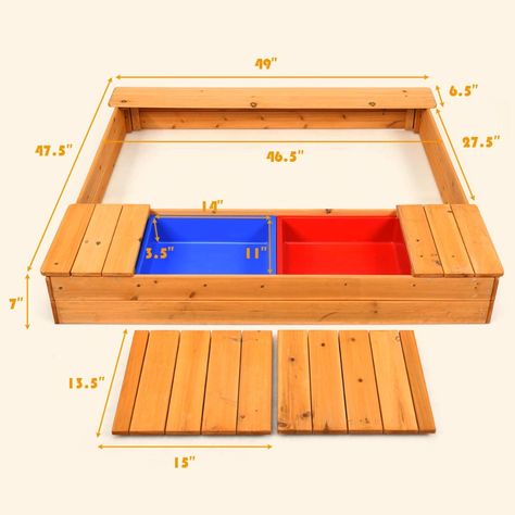 Sandbox With Lid, Backyard Sandbox, Wooden Sandbox, Kids Sandbox, Outdoor Playset, Backyard Kids Play Area, Outdoor Storage Bench, Bench Seats, Garden Beach