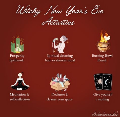 New Years Cleanse Ritual, New Year Magic Rituals, Pagan New Years Eve Traditions, Spells For The New Year, New Years Spiritual Rituals, New Year Rituals Ideas, Witch New Year, Witchy New Years Eve, New Years Rituals Witch