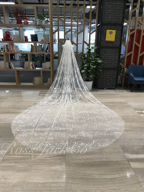 Star Veil Wedding, Sparkly Veil, Royal Veil, Long Lace Veil, Floral Wedding Veils, Soft Tulle Veil, Ivory Wedding Veils, Veil Cathedral, Flower Veil