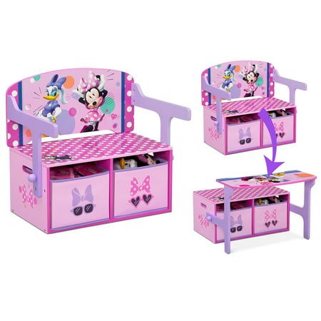 Minnie Mouse Toddler Room, Minnie Mouse Room Ideas Toddler, Minnie Mouse Bedroom Ideas, Minnie Mouse Room, Minnie Mouse Room Decor, Minnie Mouse Bedroom, Bench Desk, Toddler Playroom, Toddler Rooms