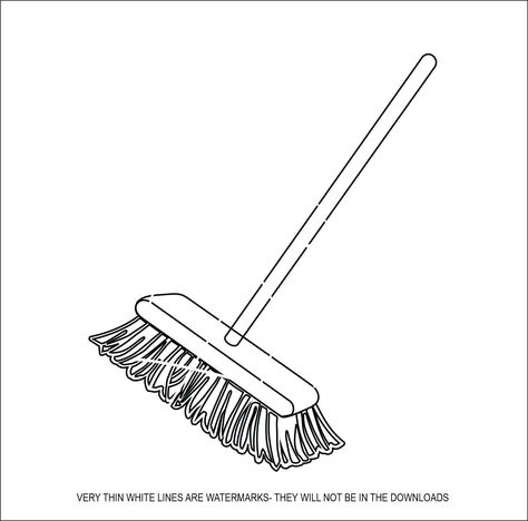 Broom Stick Drawing, Broom Doodle, Cleaning Tools Drawing, Drawings Of Cleaning Supplies, Garden Tools Clipart Black And White, Sweeping Broom, Preschool Counting Worksheets, Push Broom, Butterfly Art Drawing