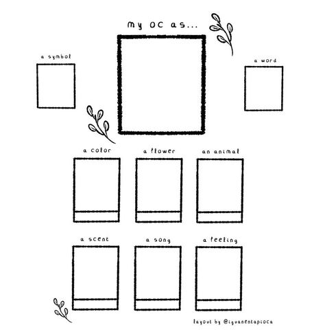 credits: https://www.instagram.com/iguanentapioca/ Art Challenge Template, Oc Drawing Prompts, Cartoon Ideas, Oc Template, Drawing Meme, Character Sheet Template, Draw Your Oc, Art Challenges, Art Style Challenge