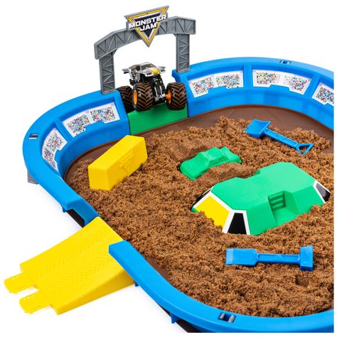 Monster Jam Monster Dirt Arena 61-cm Playset with 907.2 g of Monster Dirt and Exclusive 1:64 Scale Die-Cast Truck : Amazon.co.uk: Toys & Games Diy Kinetic Sand, Monster Jam Birthday, Monster Jam Party, Monster Truck Toys, Monster Truck Party, Monster Trucks Birthday Party, Monster Truck Birthday, Trucks Birthday Party, Truck Party