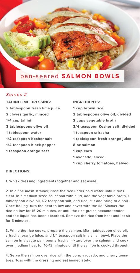 Nourish Bowls, Salmon Bowls, Bowl Meals, Salmon Bowl, Pan Seared Salmon, Bowl Recipes, Lime Dressing, Fresh Lime Juice, Bowls Recipe