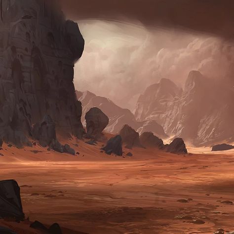 Environment Painting, Halo 5, Desert Environment, Desert Scene, Desert Art, Alien Worlds, Fantasy Setting, Fantasy Places, Fantasy Art Landscapes