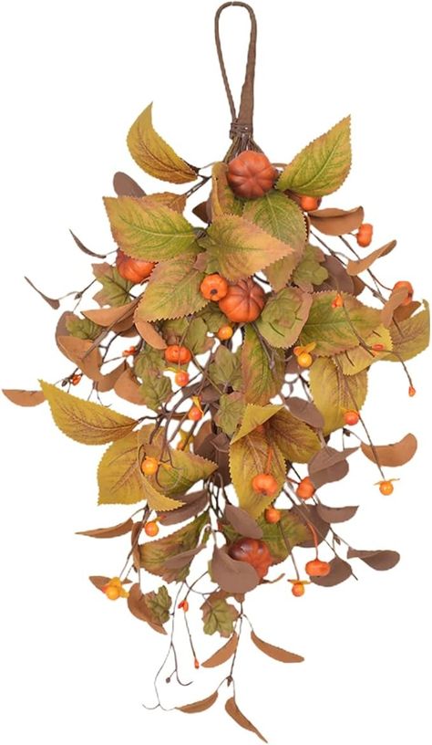 Amazon.com: ZHDOKA 19.7inch Fall Harvest Teardrop Swag, Artificial Pumpkin Berry Front Door Wall Hanging Harvest Garland Autumn Thanksgiving Wreath for Indoor Outdoor Christmas Halloween Decor(B) : Home & Kitchen Harvest Garland, Fall Swags, Teardrop Swag, Artificial Pumpkins, Thanksgiving Wreath, Thanksgiving Wreaths, Autumn Thanksgiving, Door Wall, Fall Harvest