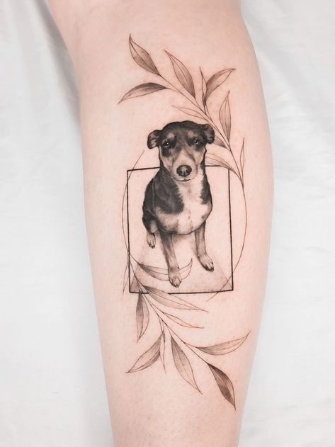 Mini Pet Tattoo, Animal Portraits Tattoos, Pet Portraits Tattoo, Dog Tattoo Portrait, Pet Portrait Tattoo, Tattoo Perro, Pet Portrait Tattoos, Dog Tattoo Design, Pet Tattoo Ideas