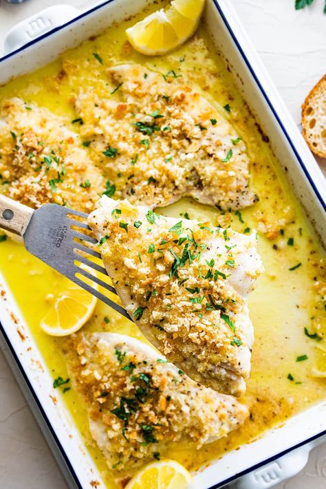 Flounder With Capers And Lemon, Fluke Recipes Fish, Flounder Marinade, Flounder And Shrimp Recipes, Lemon Pepper Flounder, Baked Flounder Fillet Recipes, Baked Flounder Oven, Flounder Francaise Recipe, Frozen Flounder Recipes