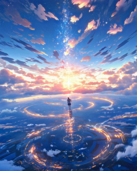 Anime Heaven Background, Heaven Background, Landscape Concept Art, Anime Widget, Background Anime, Anime Magic, Background Painting, Dreamy Artwork, Landscape Concept