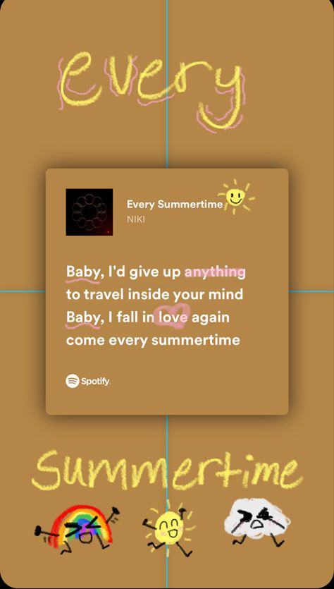 Every Summertime, Small Doodles, Spotify Aesthetic, Small Doodle, Falling In Love Again, Lyric Quotes, Beautiful Quotes, I Fall In Love, Giving Up