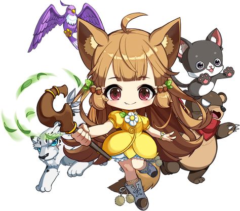 Maplestory 2, Animal Creatures, Beast Tamer, Maple Story, Wonderland Events, Black Mage, Space Pirate, Wolf Girl, Chibi Characters