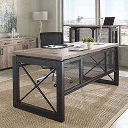 Office Desk Furniture, Industrial Office Table, Small Office Table, Grey Office Desk, Offices Ideas, Contemporary Home Offices, Loft Cafe, Living Room Office Desk, Contemporary Office Desk