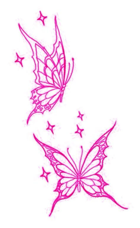 Cute Tattoo Stencils For Women, 2000s Flash Tattoo, Baddie Tattoo Ideas Female Stencil, Stomach Tattoo Stencil, Stomach Tattoos Stencil, 3 Butterfly Tattoo Designs, Butterfly Tattoos Simple, Butterfly Tattoo Easy, Tattoo Ideas Female Easy