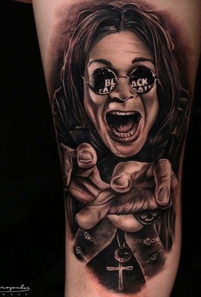 Ozzy Osbourne Tattoo, Metalhead Tattoo, Ozzy Osbourne Tattoo Ideas, Ozzy Osbourne Drawing, Ozzy Osbourne Bat Tattoo, Ozzy Osbourne Portrait, Ozzy Tattoo, Ozzy Osbourne Portrait Tattoo, Ozzy Osbourne Black And White