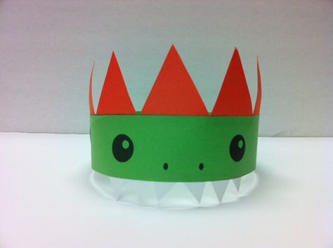 Dino Crown/hat Dinosaur Party Hats, Nanny Ideas, Toddler Storytime, Summer Crafts For Toddlers, Storytime Crafts, Dinosaurs Preschool, Dinosaur Hat, Headband Crafts, Preschool Projects