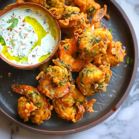 Shrimp Pakora Recipe Indian Food Recipes Shrimp, Indian Seafood, Indian Seafood Recipes, Prawn Snacks Appetizers, Spicy Prawn Recipes, Indian Shrimp Appetizer, Shrimp Pakora Recipe, Indian Shrimp Recipes, Fish Pakora Indian Recipe