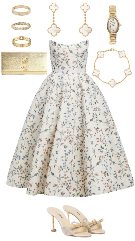 #outfitinspo #outfitideas #outfit #vancleefandarpels #miumiu #cartier #ysl #elegant #oldmoney Gaun Fashion, Spring Awakening, Look Retro, Spring Nature, The Arrival, Glam Dresses, Looks Chic, Dressy Outfits, Fancy Outfits