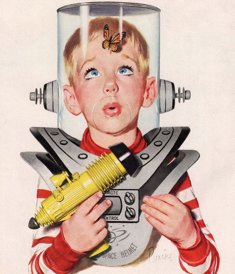 Things from the past 📷🎥 on Twitter: "Butterfly in His Space Helmet - detail from cover Collier’s Magazine April 18, 1953.… " Space Ranger, Space Toys, Atomic Age, Pulp Art, Vintage Space, Science Fiction Art, Retro Futuristic, Retro Futurism, Vintage Magazine