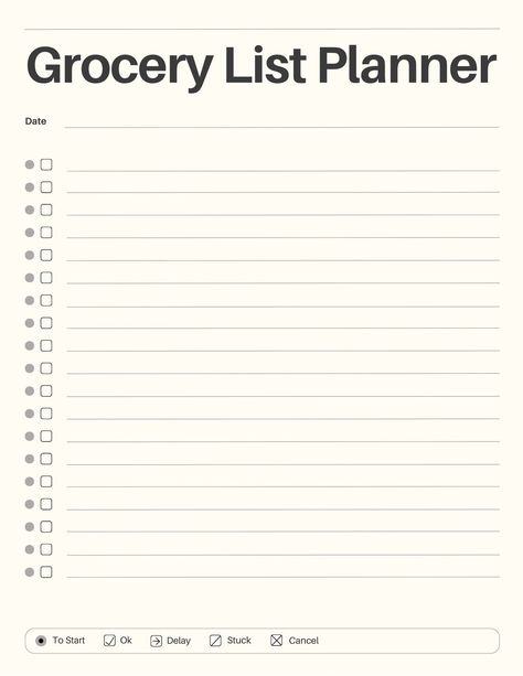 Grocery List Templates Printable Free, Simple Grocery List, Grocery List Planner, Grocery Checklist, Grocery Planner, Food Shopping List, Grocery List Template, Planner Lettering, List Planner