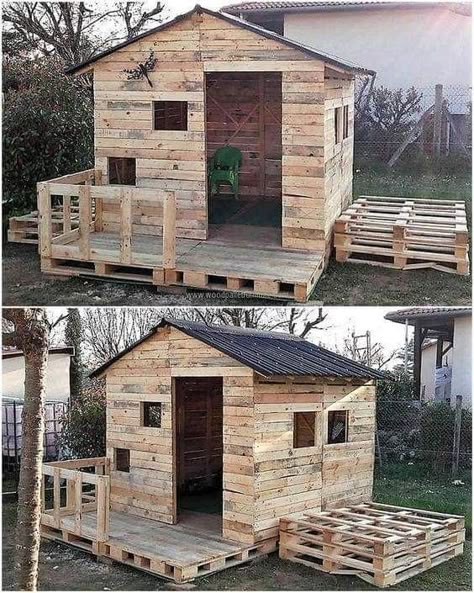 Pallet Project Diy Storage Shed Plans, Garden Shed Diy, Pallet Playhouse, Pallet Building, Diy Storage Shed, Pallet Shed, Build A Playhouse, Pallet House, A Small House