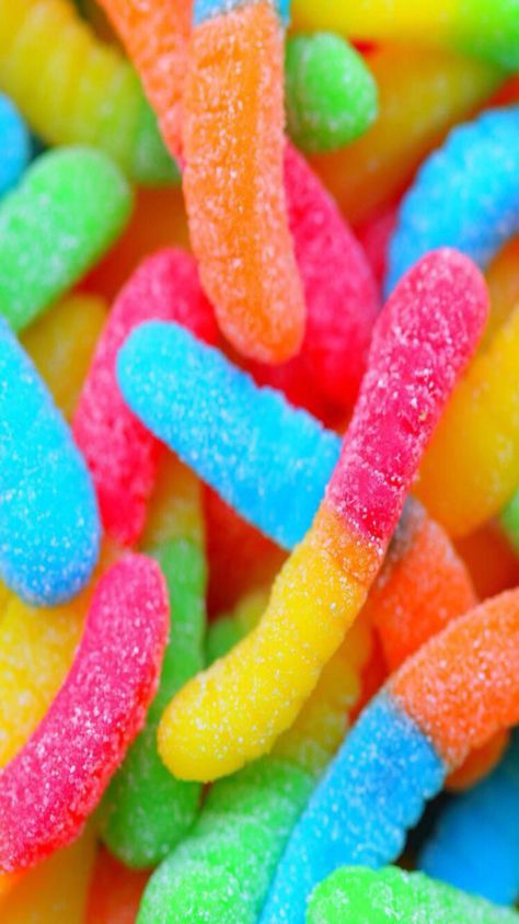 Gummy worm background Sour Gummy Worms, Candy Pictures, Gummy Worms, Food Backgrounds, Food Wallpaper, Pineapple Coconut, Boxing Day, Colorful Candy, Candy Store