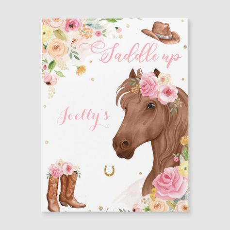 Create your own Magnetic Card | Zazzle.com Horse Birthday Invitations Free, Girl Horse Birthday Party, Birthday Party Cowgirl, Horse Birthday Party Invitations, Cowgirl Birthday Cakes, Cowgirl Birthday Party Invitations, Cowgirl Invitations, Digital Invitations Birthday, Horse Birthday Party