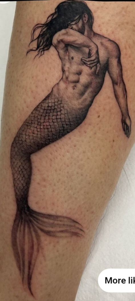 Siren Tattoo, Tattoo Black And Grey, Male Mermaid, Gay Tattoo, Bible Tattoos, Mermaid Tattoo Designs, Matching Best Friend Tattoos, Nautical Tattoo, Neck Tattoo For Guys