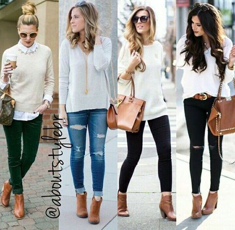 Outfit Con Botas Cafe, Outfit Con Botines Cafe, Brown Bootie Outfits, Outfit Botas Cortas, Caramel Boots Outfit, Outfit Botines Cafes, Outfits Con Botas Y Jeans, Brown Booties Outfit, Fashion Leggings Outfits