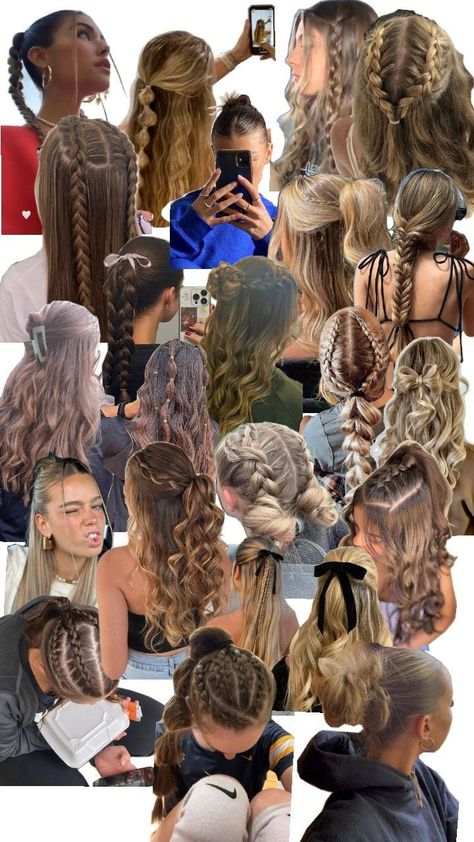 Cute Sporty Hairstyles, Hairstyle Examples, Cute Hairstyles For School, Easy Hairstyles For Thick Hair, Hair Inspiration Long, Dance Hairstyles, Blonde Hair Inspiration, Hairdos For Curly Hair, Peinados Fáciles Para Cabello Corto