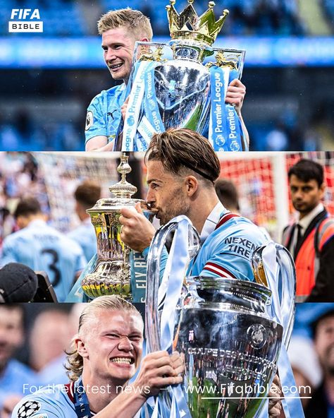 THE TREBLE IS DONE! 🏆🏆🏆 This Man City squad will be forever etched in history! #ManCity #TrebleChamps #UCLfinal #FIFAbible Man City Treble, Man City Squad, Ucl Final, Man City, Manchester City, This Man, Premier League, Fifa, Manchester