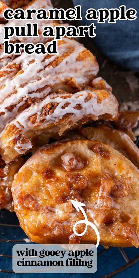 Gooey apples, cinnamon and caramel in every bite. This easy Caramel Apple Pull Apart Bread uses a quick biscuit dough for a tender flaky loaf. Apple Biscuit Dessert, Apple Pull Apart Bread, Apple Butter Muffins, Caramel Apple Muffins, Apple Monkey Bread, Quick Biscuits, Bread Uses, Homemade Bread Dough, Cinnamon Pull Apart Bread