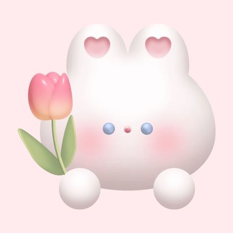 Rabbit Icon Cute, Tulips Icon, Tulip Sticker, Rabbit Icon, Pastel Pink Icons:), Pink Wallpaper Laptop, Images Hello Kitty, Rabbit Wallpaper, Photo Cutout