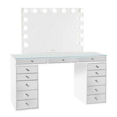 This ultimate Impressions Vanity SlayStation® Pro Vanity Bundle includes: | Latitude Run® Vanity w/ Mirror Wood in White, Size 62.25 H x 23.5 W x 23.5 D in | Wayfair