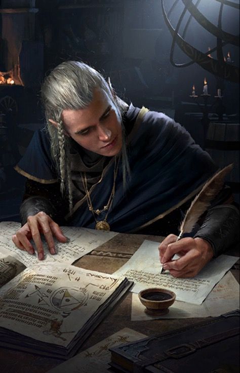 Elven scribe (Pengolodh?) Art by Bryan Sola High Elf, Legolas, Arte Fantasy, Fantasy Rpg, Fantasy Inspiration, Medieval Fantasy, The Witcher, Fantasy Artwork, Character Portraits