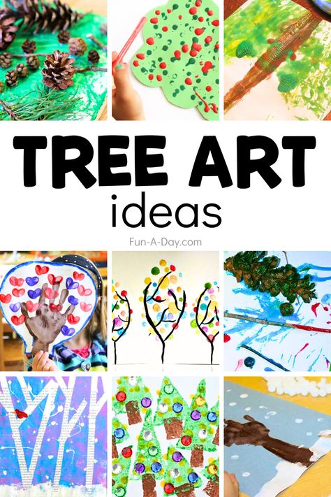 Prek Tree Crafts, Tree Art For Preschoolers, Preschool Tree Art, Preschool Trees Theme, Pre K Tree Activities, Tree Craft Kindergarten, Creative Curriculum Tree Study Activities, Tree Study Art Preschool, How To Make A Tree For Classroom